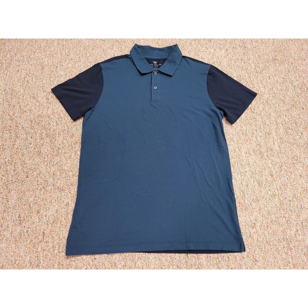 Mack Weldon Vesper Polo Mens 2XL Blue Navy Colorblock Breathable Mesh Shirt